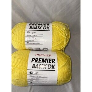 Yellow Yarn Basix DK Acrylic #3 Light 306yds Per Skein- 2 Skeins In Lot